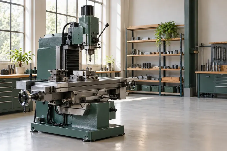 Metalworking machine and tool storage in a bright workshop